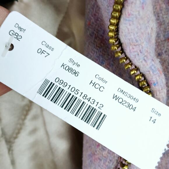J.Crew SZ 14 Lodge Coat in Italian  Nello Gori Stadium-Cloth Wool Lilac NWT $365 - Picture 9 of 9